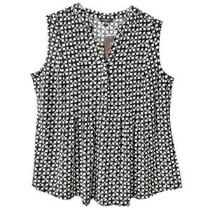 Cocomo Women's Plus Size 2X Black & White Geo Print Pintuck Sleeveless Top